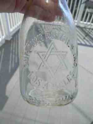 Our Own Dairies Inc- Los Angeles 1 Pint Milk Bottle -Star of David