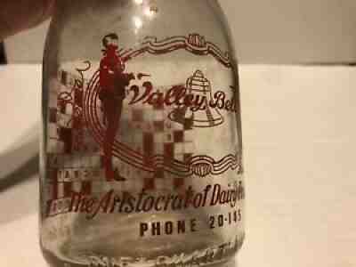 QUART Valley Bell Dairy Co Crossword Back Milk Bottle Charleston West Virginia