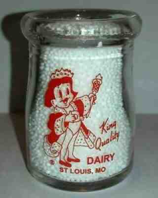 Very Nice King Quality Dairy 3/4 oz. Glass Creamer Bottle St Louis, Mo