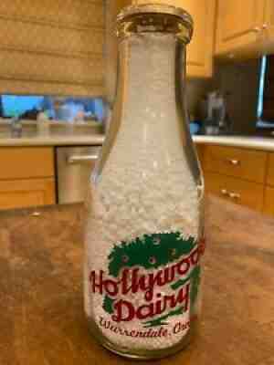 Vintage Hollywood Dairy Glass Milk Bottle from Warrendale, Oregon