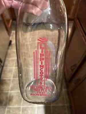 Rare Lippincottâ??s ACL Quart Milk Bottle East Rochester Ohio OH