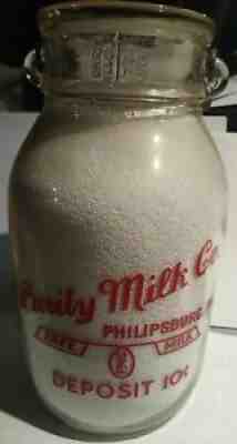 PURITY MILK Large Mouth 1 Gallon Milk Bottle Jug, With Cap, Pyro, Nice