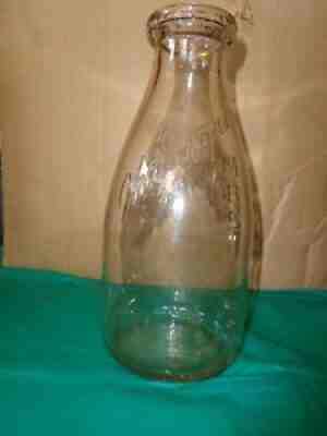 Vintage MBS Indianapolis Indiana Embossed Quart Milk Bottle