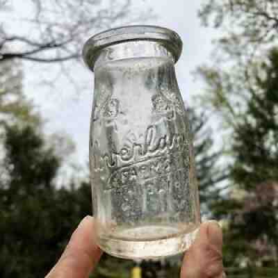 1/4 Pt Gill Milk Bottle Cloverland Farms Dairy Baltimore MD Maryland Permit 2