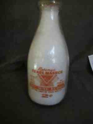 Illinois Valley ICE CREAM Qt Milk Bottle - WAR BOND REVENGE PEARL HARBOR ch830