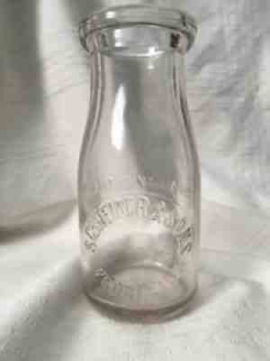 Vintage Half Pint Milk Bottle Schneider And Sons Dairy Peoria Illinois