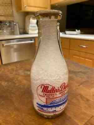 Vintage Muller's Dairy Glass Milk Bottle from Caldwell & Nampa, Idaho