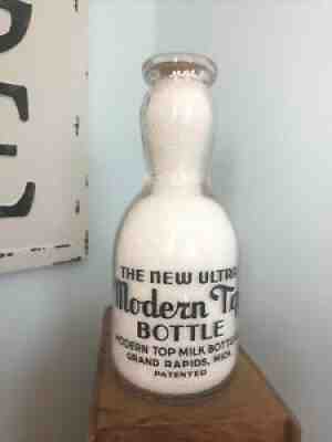 Modern Top Pyro Quart Milk Bottle - Salesman Sample - Grand Rapids Michigan