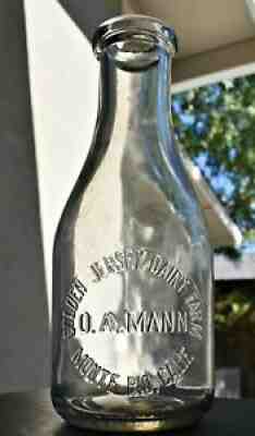 Rare 1938 O.A. Mann MONTE RIO Embossed Milk Bottle, Monte Rio California CA CAL