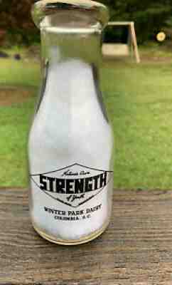 WINTER PARK DAIRY Pint Milk Bottle Columbia SC NATUREâ??S OWN STRENGTH OF YOUTH