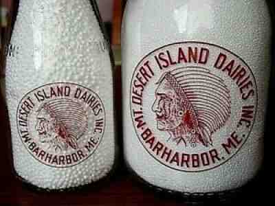 2) TRPQ 1940's MT. DESERT ISLAND Bar Harbor MAINE Quart dairy milk ...