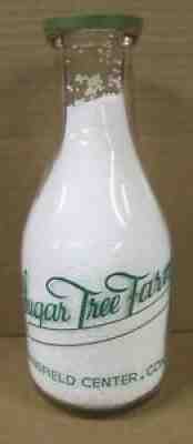 SUGAR TREE FARM DAIRY - 1 Qt. Milk Bottle - MANSFIELD CENTER, CONN.