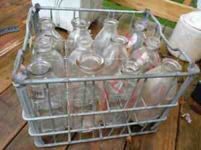 Lot of 12 York & Lancaster co. Pa Milk Bottles and crate turkey hill pennsupreme