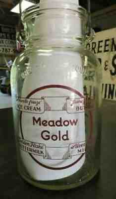 RARE Meadow Gold Pittsburgh Pa. Large Mouth 1 Gallon Milk Bottle Jug, Pyro, Nice
