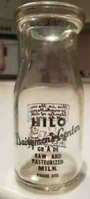 Vintage 1/2 Pint Pyro Hilo Hawaii Milk Bottle Disney Characters
