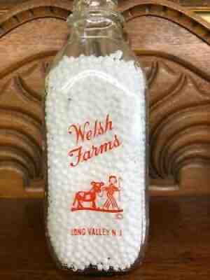 Vintage PYRO QUART MILK BOTTLE WELSH FARMS LONG VALLEY NEW JERSEY