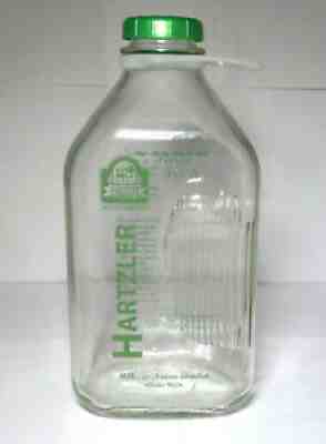 HARTZLER FAMILY DAIRY MILK BOTTLE WOOSTER OHIO 64OZ GLASS COLLECTIBLE ACL PYRO