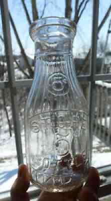 Antique Embossed One Pint 5 Cent Universal Store Bottle Milk Bottle