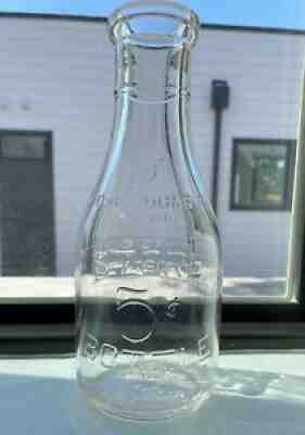 UNIVERSAL STORE BOTTLE 5 Cent Clear Ribbed Embossed Glass Quart Milk