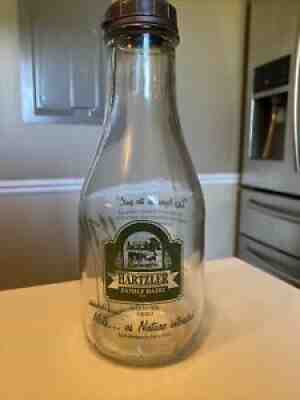 GREEN PYRO HARTZLER FAMILY DAIRY WOOSTER OHIO CHOCOLATE MILK BOTTLE LID 32 FL OZ