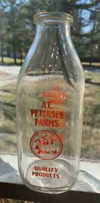 quart milk bottle A C PETERSEN FARMS West Hartford Connecticut ACL painted label