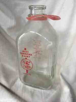 Vintage Half Gallon Milk Bottle Oley Turnpike Dairy Pennsylvania