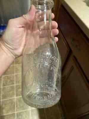 Rare Property Of Hoover Embossed Quart Milk Bottle Sanborn New York NY