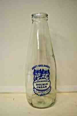 Vintage Glass Milk Bottle - Abbott Bros. Canterbury - Very Clean and clear.