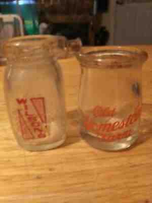 Old Homested Farms And Wilson Farms Massena NY Creamer Bottles