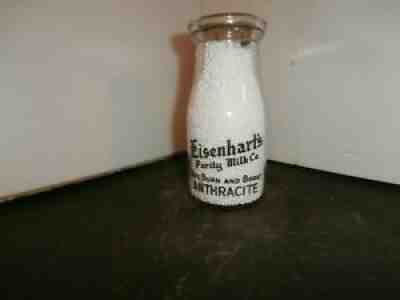 eisenharts Purity Mik co 1/2 pint milk bottle Shamokin, Pa Anthricite Coal