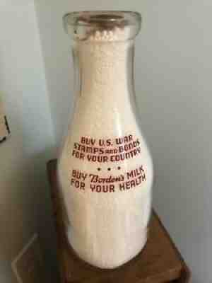 TRPQ WWII Milk Bottle - Bordenâ??s Peoples Dairy Division - Akron, Ohio OH - War