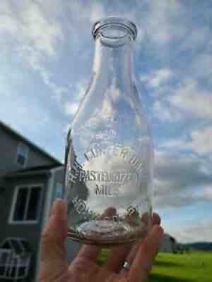 H.H. Confer Dairy Howard, PA Embossed Quart Milk Bottle Bellefonte State College