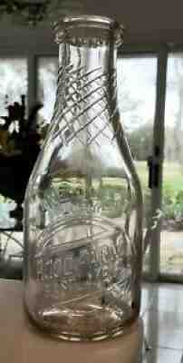 Vintage Glass Quart Hood Farm East Lake Florida Embossed Milk Bottle