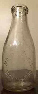 Vintage Moores & Ross One Quart Embossed Glass Milk Bottle - Marion, Ohio (OH)