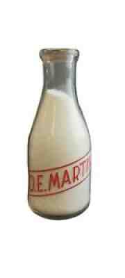 D.E. MARTIN DAIRY Milk Bottle One Quart VERY ANTIQUE