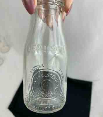 Vintage Detroit, MI Dairy Container Corp. Half Pint Glass Milk Bottle 3Â¢ Deposit