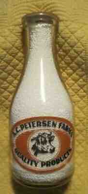 WEST HARTFORD CT - QT. MILK BOTTLE - A. C. PETERSEN FARMS - 2 COLOR PYRO