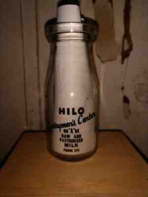 Vintage 1/2 Pint Hilo Hawaii Milk Bottle Disney Characters Stamped W.D. Ent.
