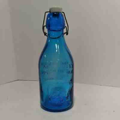 Antique Thatcherâ??s Dairy Absolutely Pure Milk Bottle Patent 1884 One Quart Blue