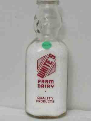 TSPQCT Milk Bottle White White's Farm Dairy BABYTOP RARE 2-COLOR FROM US TO YOU