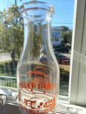 1941 PINT YODER DAIRY MILK BOTTLE OYSTER POINT, VA. (NEWPORT NEWS, DENBIGH)