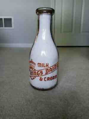 Vintage WWII Era King's Dairy Milk Bottle Think Act Work For Victory