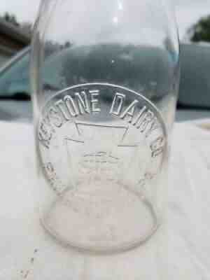 Very Rare Keystone Dairy Co. Philadelphia Pa Quart Tin Top Milk Bottle