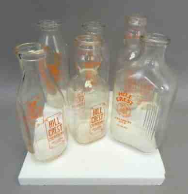 6 Vintage Hill Crest Dairy Creamery Glass Milk Bottle Mixed Lot Holland Michigan