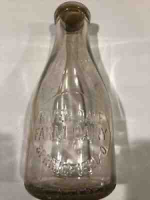 Vintage River Dale Farm Dairy Qt Embossed Milk Bottle, Springfield OH