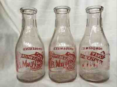 3 Vintage Quart Milk Bottles Munroe Dairy East Providence Rhode Island Bottle