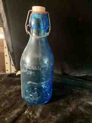 Antique Thatcherâ??s Dairy Absolutely Pure Milk Bottle Patent 1884 One Quart Blue