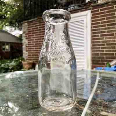 Pt Milk Bottle Cloverland Farms Dairy Baltimore MD Maryland Permit 2 Emb Clovers