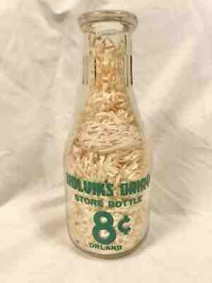 1947 Holvik's Dairy Orland CA 8Â¢ Duraglas Quart Milk 