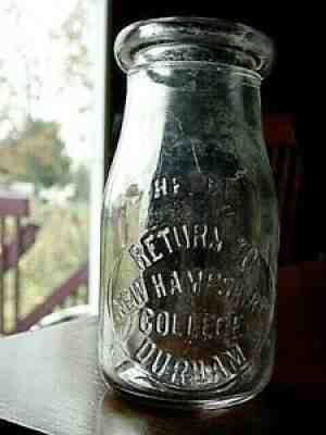 1911 COLLEGE University of NEW HAMPSHIRE Durham N.H. 1/2pt dairy milk bottle UNH